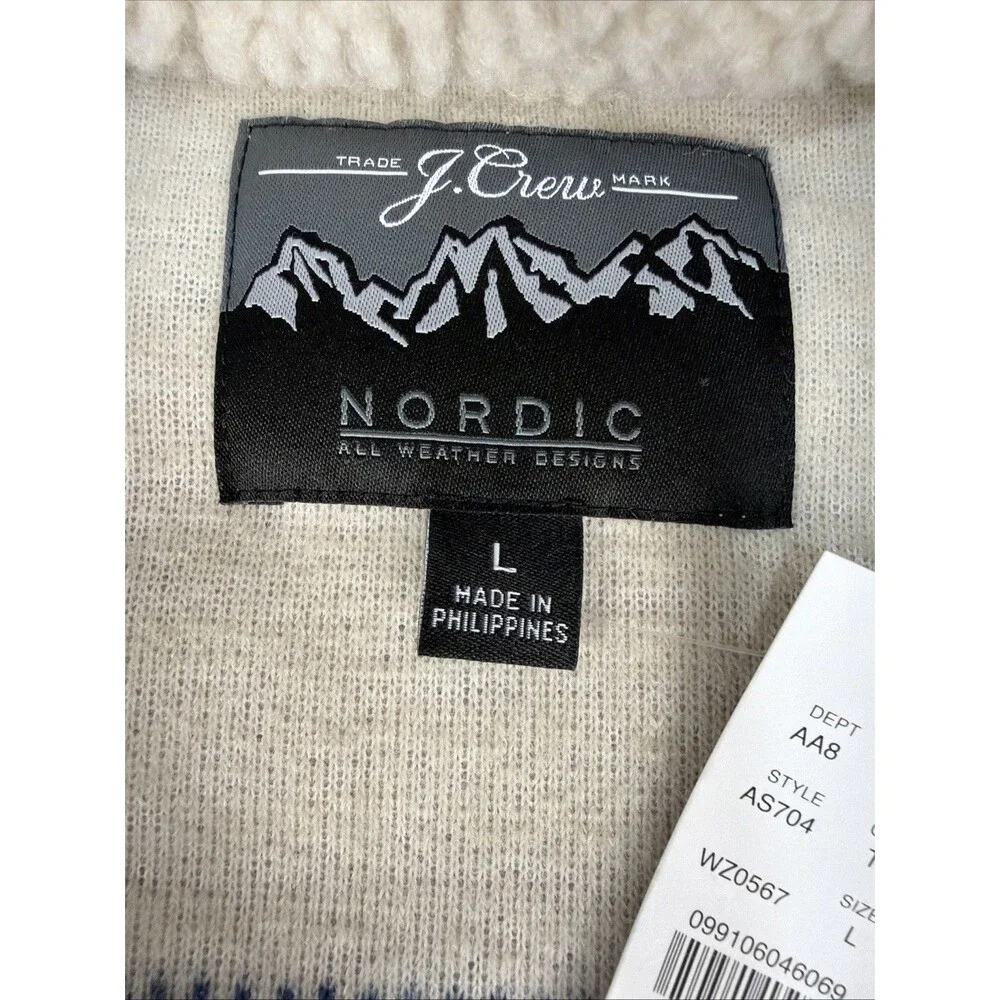 J Crew Nordic All Weather Designs Fuzzy Sherpa Fleece Jacket Women L Window Pane
